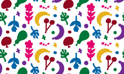 seamless repeating pattern with fruits and flowers. vector illustration