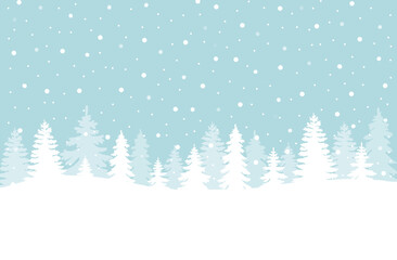 Christmas tree winter landscape with snow background. New year concept banner