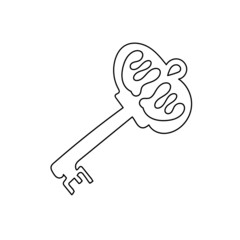 Simple coloring page. Vintage key. Black and white illustration for coloring book, pages.