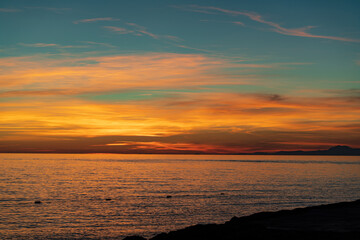 beautiful sunset on the sea. he evening sky. 