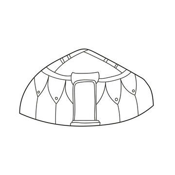 recommend clip art: Simple coloring page. Yurt of nomads. Coloring book page for children. Black outline isolated on white.