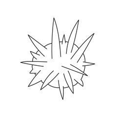 Simple coloring page. Black and White Cartoon Vector Illustration of Funny Sea Urchin Marine Animal for Coloring Book