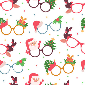 Christmas party glasses vector cartoon seamless pattern background for wallpaper, wrapping, packing, and backdrop.