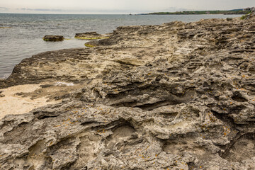 Black Sea, Bulgaria. Eroded rocks by the shore.