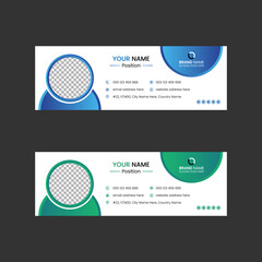 Email signature or email footer design template and personal social media cover with an author photo place, Business email signature template