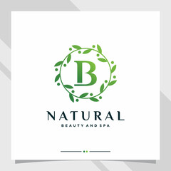 Natural beauty and spa logo design with initial letter B