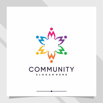 Community logo design template with creative concept part three