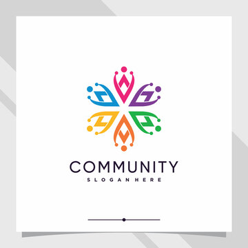 Community logo design template with creative concept part nine
