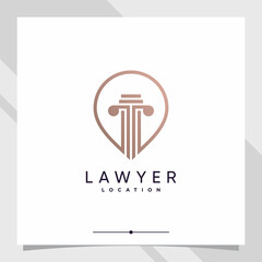 Creative lawyer location logo design with pin point