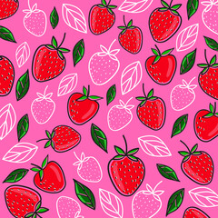 pattern strawberry berry leaves fruit