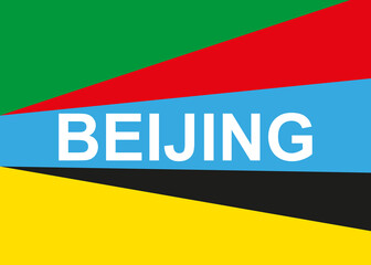 The inscription Beijing on a colored background. Illustration.