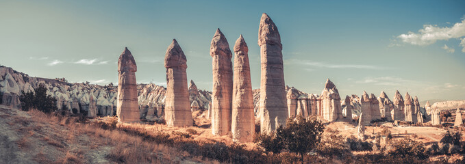 Panoramic view of Love valley in Cappadocia, Turkey