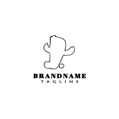 cactus logo cartoon design template icon black isolated vector