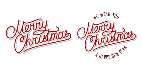 Two Variants Of Handwritten Merry Christmas Font Lettering Calligraphy Vector Illustration