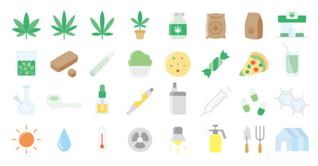 Cannabis product icon set
