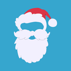 Santa Claus mask vector cartoon illustration isolated on a blue background.