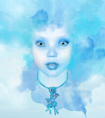 Digital portrait of a fantasy ocean girl - 470847891