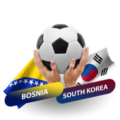 Soccer football competition match, national teams bosnia vs south korea