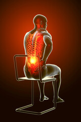 Human spine pain, backache, back pain