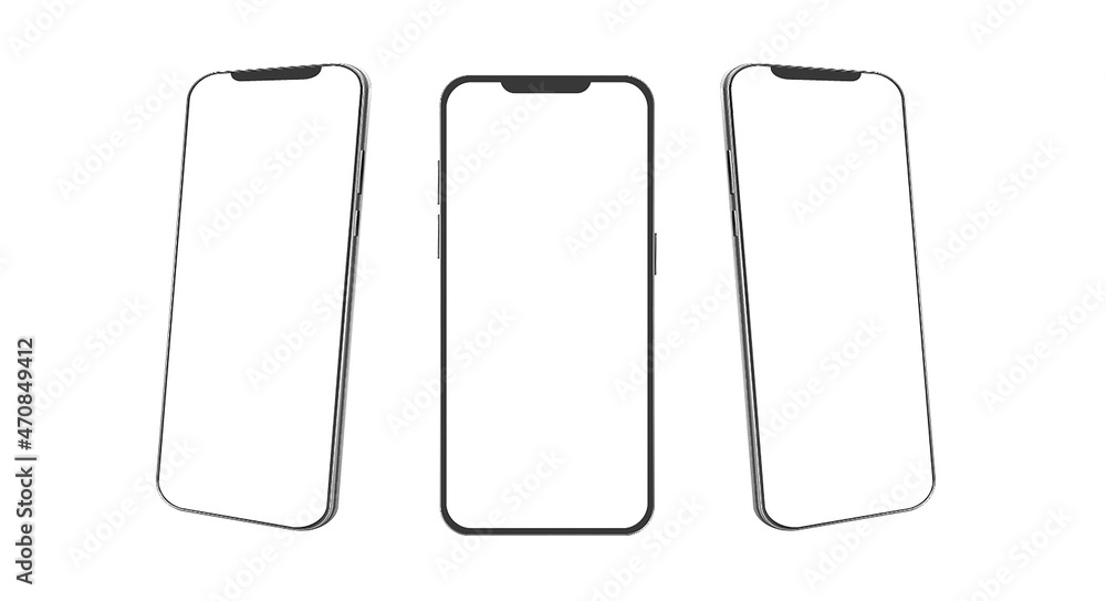 Poster device screen - phone, mobile. realistic models smartphone with transparent screens. smartphone mock
