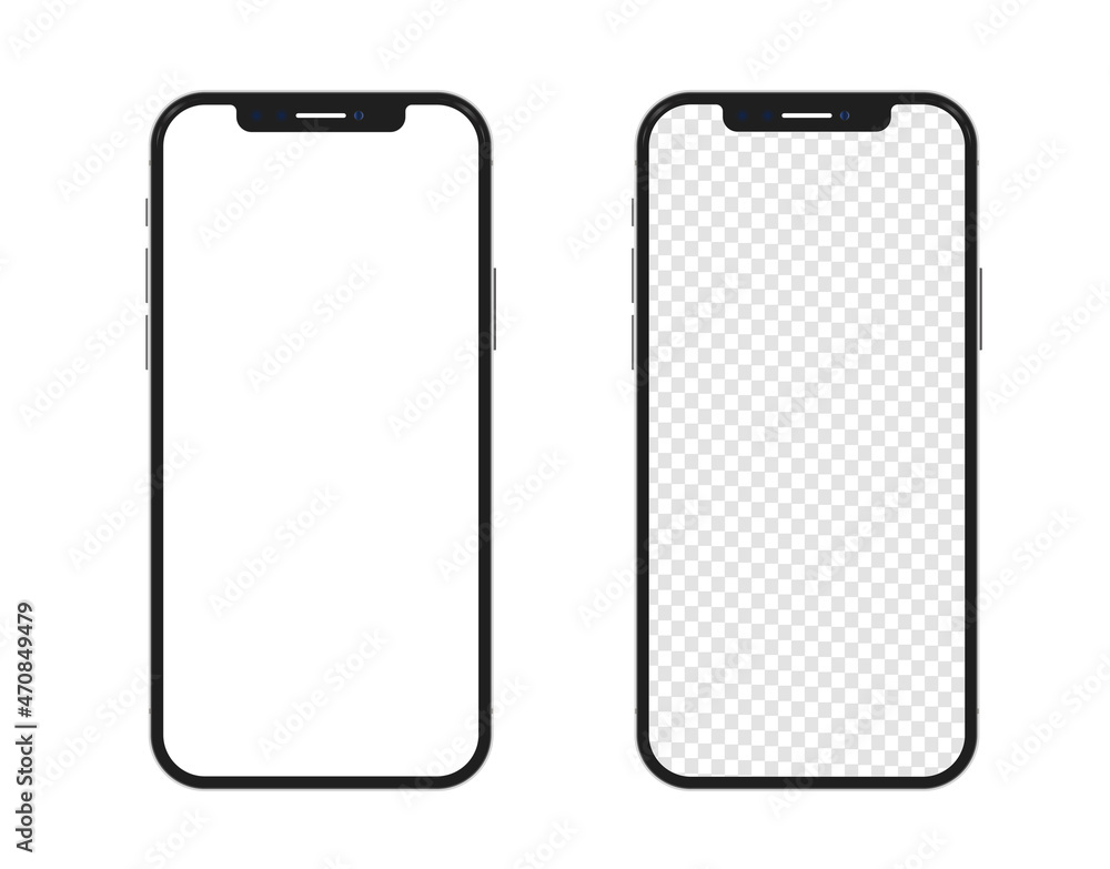 Poster device screen - phone, mobile. realistic models smartphone with transparent screens. smartphone mock