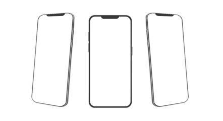 Device screen - Phone, mobile. Realistic models smartphone with transparent screens. Smartphone mockup collection. 3D mobile phone with shadow on transparent background