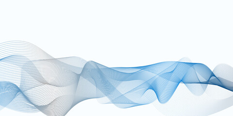 White background with blue wave lines