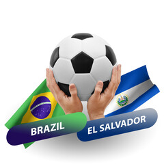 Soccer football competition match, national teams brazil vs el salvador
