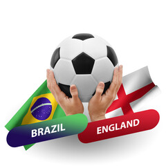 Soccer football competition match, national teams brazil vs england
