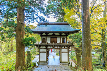 秋の大山寺　山門　鳥取県大山町　Autumn Daisenji temple. Tottori-ken Daisen town