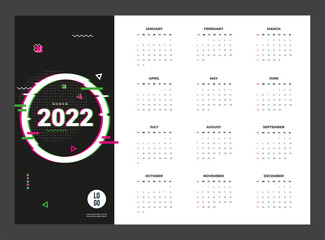 2022 Calendar - illustration. Template. Mock up - 470852009