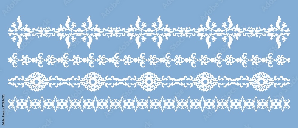 Poster damask horizontal vintage pattern. vector set divayder. a collection of vintage frame and border. fr