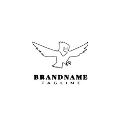 Obraz premium bird logo cartoon icon design template black hand drawn vector illustration