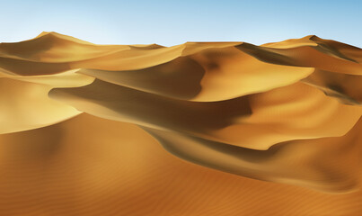 Fototapeta na wymiar Hot Desert With Sands Dunes. Vector Illustration