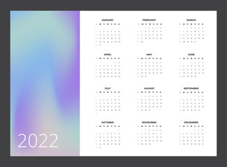 2022 Calendar - illustration. Template. Mock up - 470854661