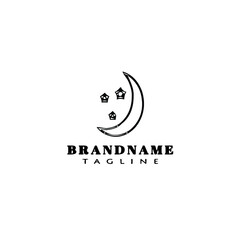 moon and star logo cartoon icon design template black isolated vector illustration