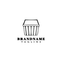 trash or wastebasket logo cartoon icon design template black isolated illustration