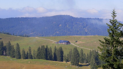 Fototapeta premium Blick zur Alpe Gund