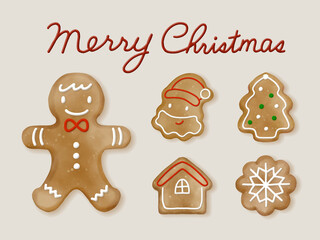 Cute gingerbread cookies set for Christmas and new year.