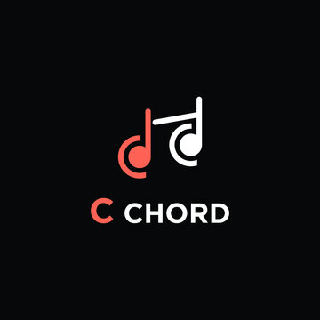 Initial letter C CC chord note music design template 