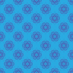Abstract pattern with abstract flower on blue