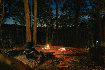 Fototapeta na wymiar キャンプ場から見る夜景
