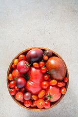 fresh tomato assortment, close up