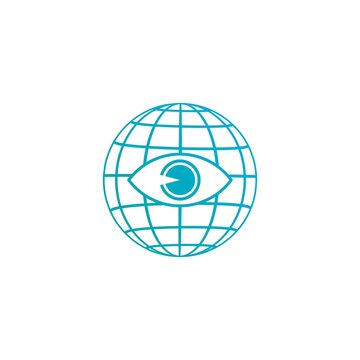 World eye Logo Design with Earth and eye. Vector Illustration