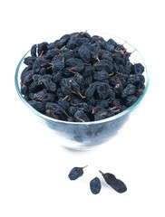 blue raisins isolated on white background