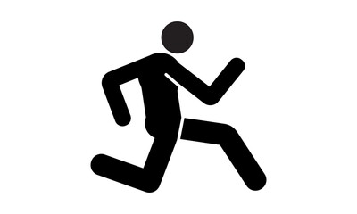 Run Icon Vector. Running simple flat symbol. Black pictogram illustration isolated silhouette