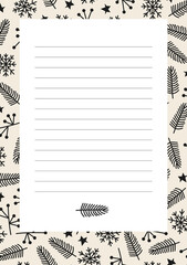 Christmas wish list in doodle hand drawn style. New Year to do list. Vector stock illustration