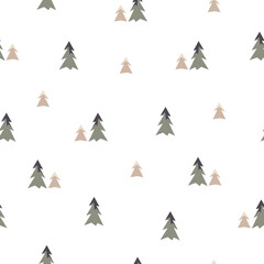 Christmas tree in scandinavian style pattern on white background. New Year ornament. Vector stock illustration