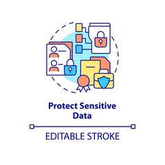 Fototapeta na wymiar Protect sensitive data concept icon. Ensure safety of work information. Employee monitoring abstract idea thin line illustration. Vector isolated outline color drawing. Editable stroke