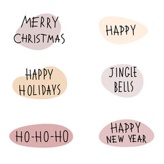 Christmas lettering hand drawn doodle style. Vector stock illustration
